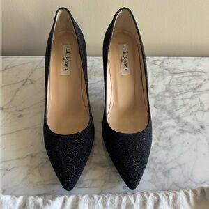 LK Bennett Glitter Black Heels